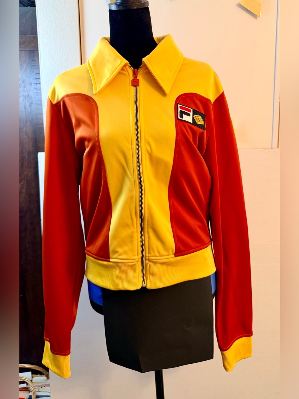 Fila Yellow & Red Colorblock Zip Jacket Small - Picture 1 of 16